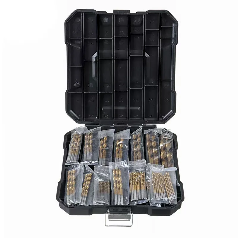 Titanium Coated Twist Drill Bit Set, HSS High Speed Steel, Sharp Cutting for Wood Metal, 1.5-6.5mm, 13Pcs