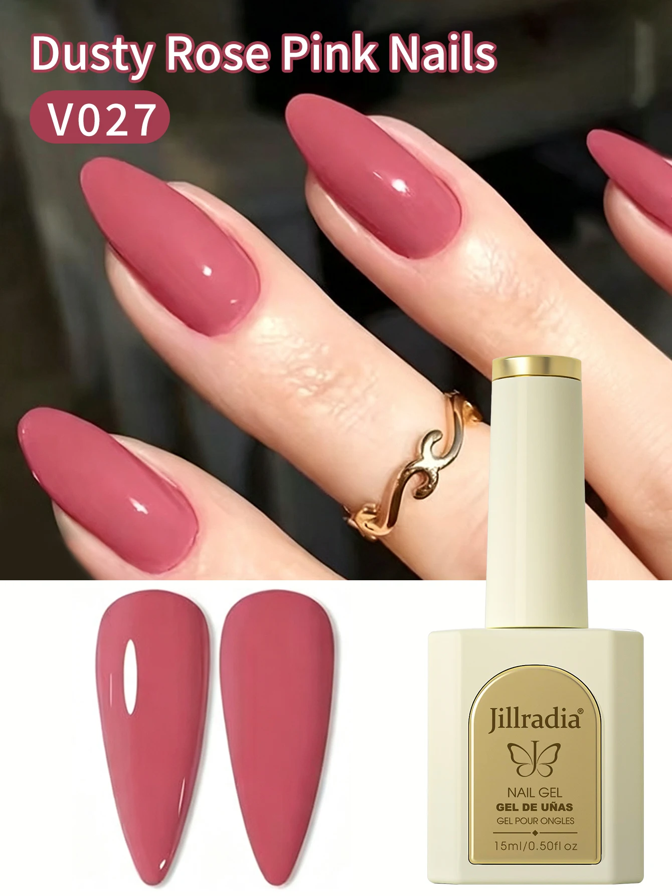 1pc 15ml Dusty Rose Pink Gel Nail Polish Starter Pure Soak Off No Wipe Nail Gel Polish Suitable For All Seasons