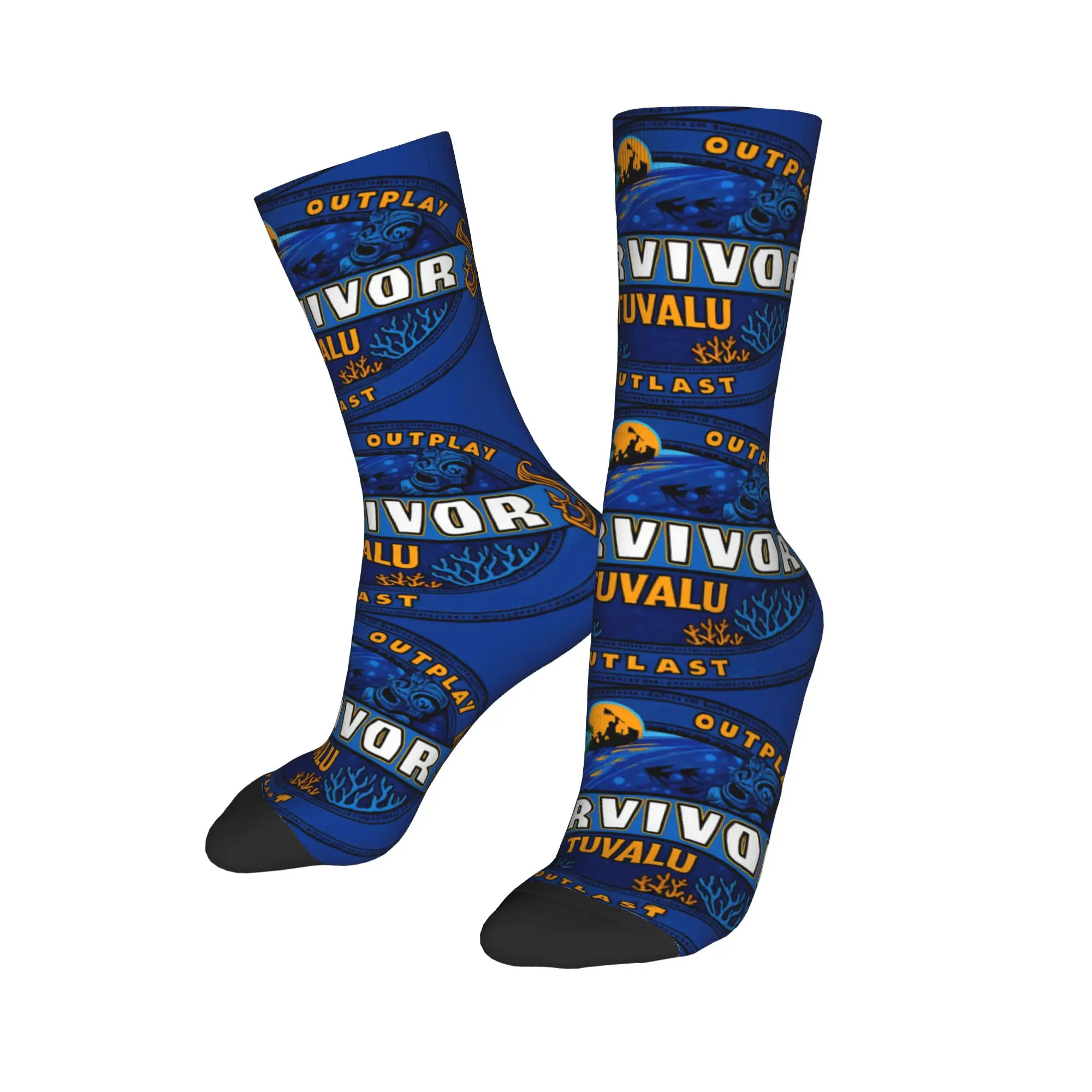 

Winter Warm Harajuku Men's Women's Adventure Game TV Show Survivor Socks Tuvalu Sweat Absorbing Skateboard Socks,