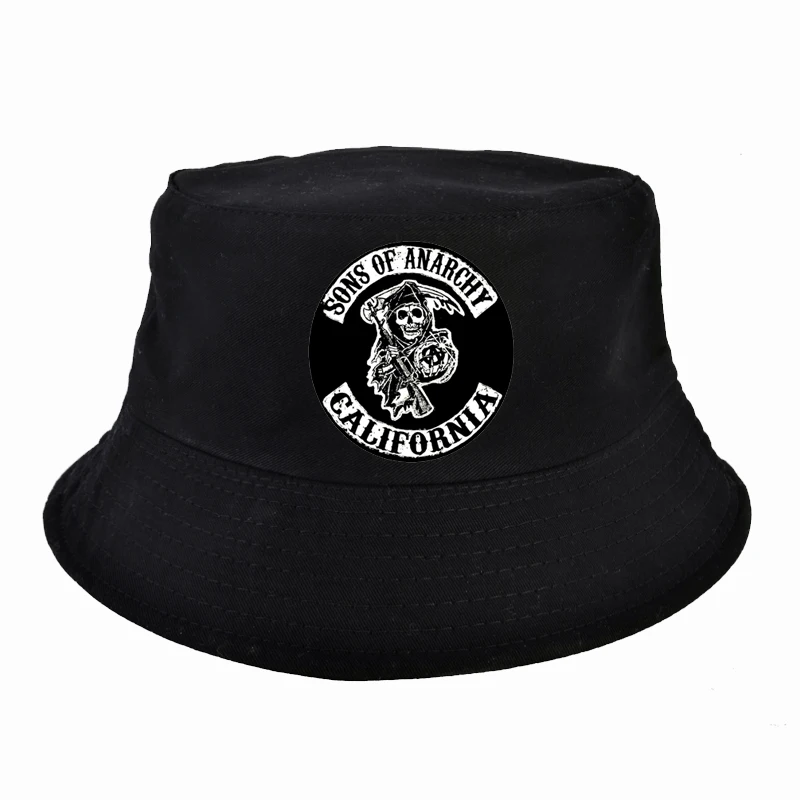 

Brand Black Hats Sons Of Anarchy For Reaper Crew Fitted Cap Women Men Letters bucket hat Hip Hop Hat For Men summer hats gorra