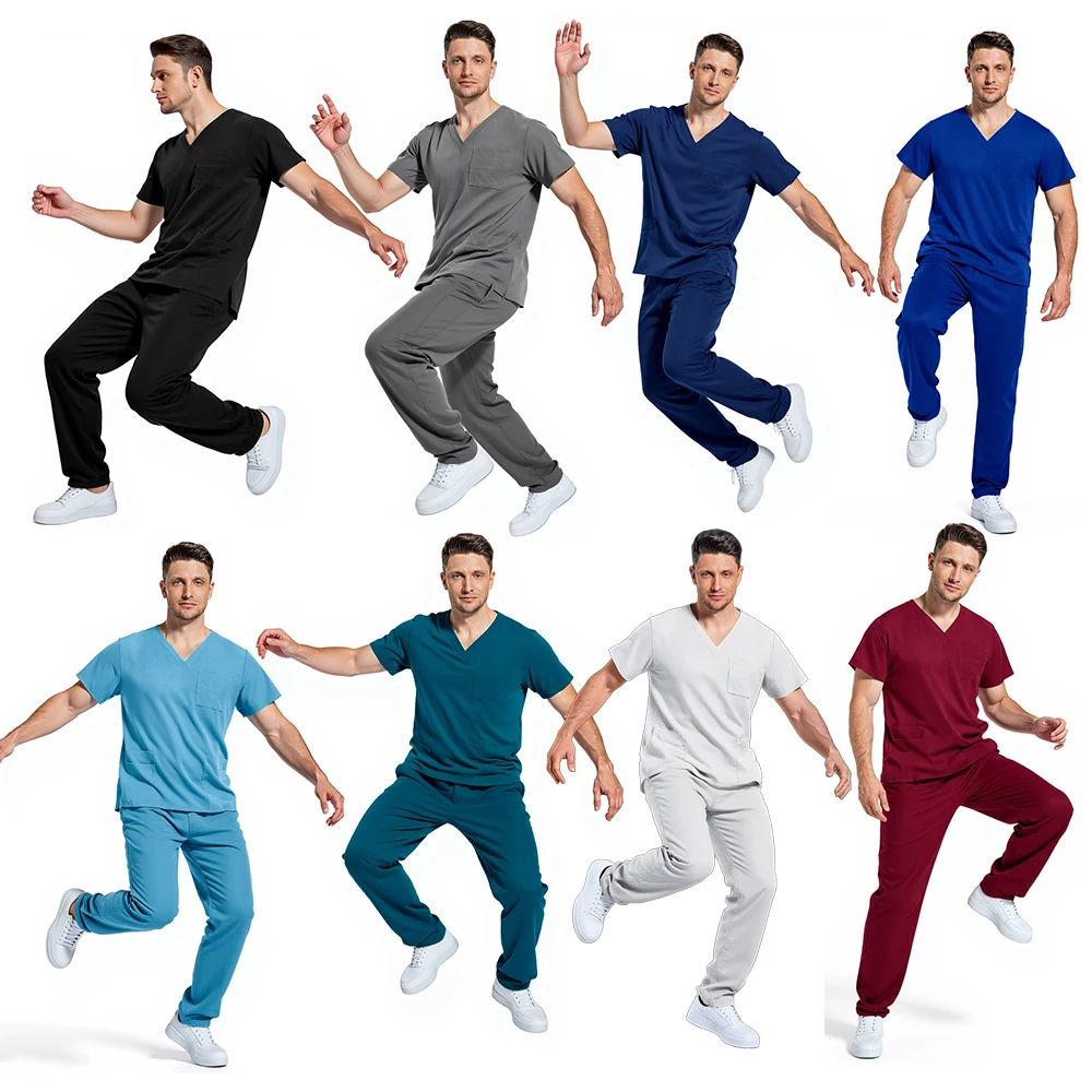 زي الممرضات الطبية التمريض الدعك القمم للنساء قصيرة الأكمام XXL الجمال العمل بلوزة جيوب الزي الجراحي قميص سريري