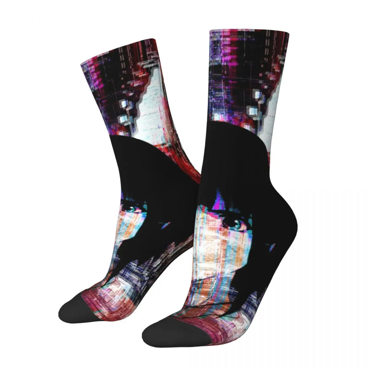 Serial Experiments Lain Socks Men Women Polyester Funny Happy Socks Novelty Spring Summer Autumn Winter Middle Tube Socks Gift