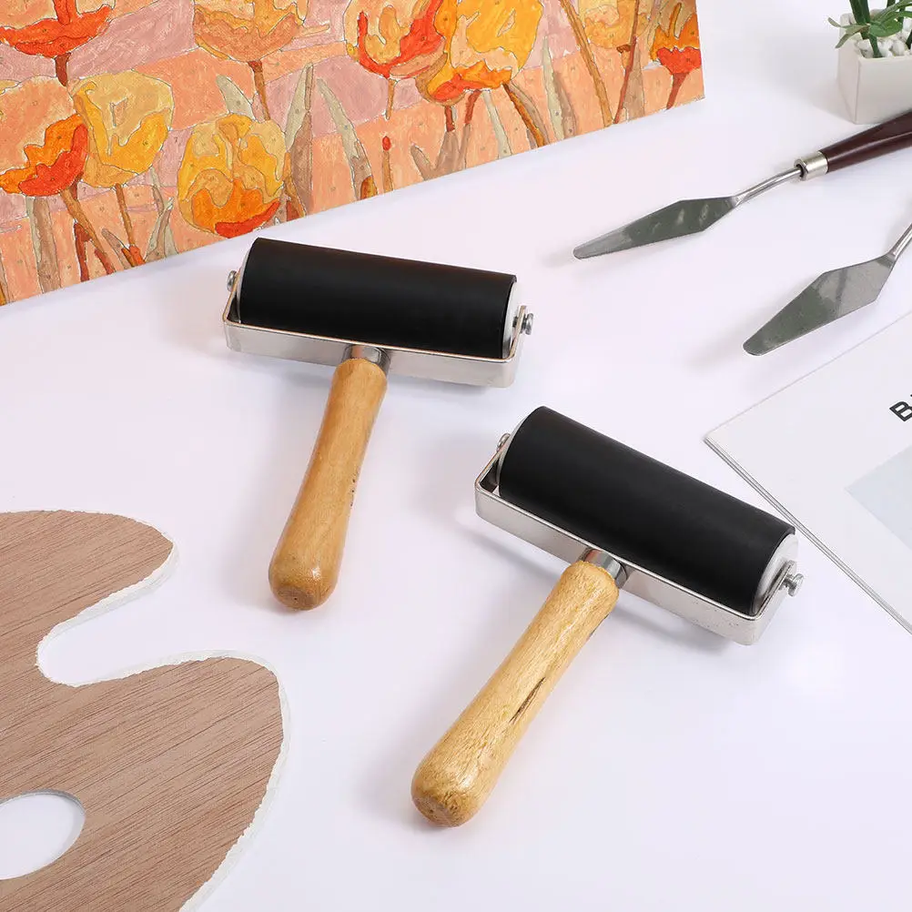3Pcs Professional Printmaking Roller for Even Ink Oil Paint Glue Distribution Easy Clean Smooth Surface Art Craft