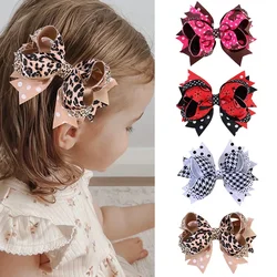 Oaoleer New Leopard Printed Hair Bows Clips For Baby Girl Handmade Ribbon Thousand Bird Plaid Hairpin Barrettes Hair Accessories