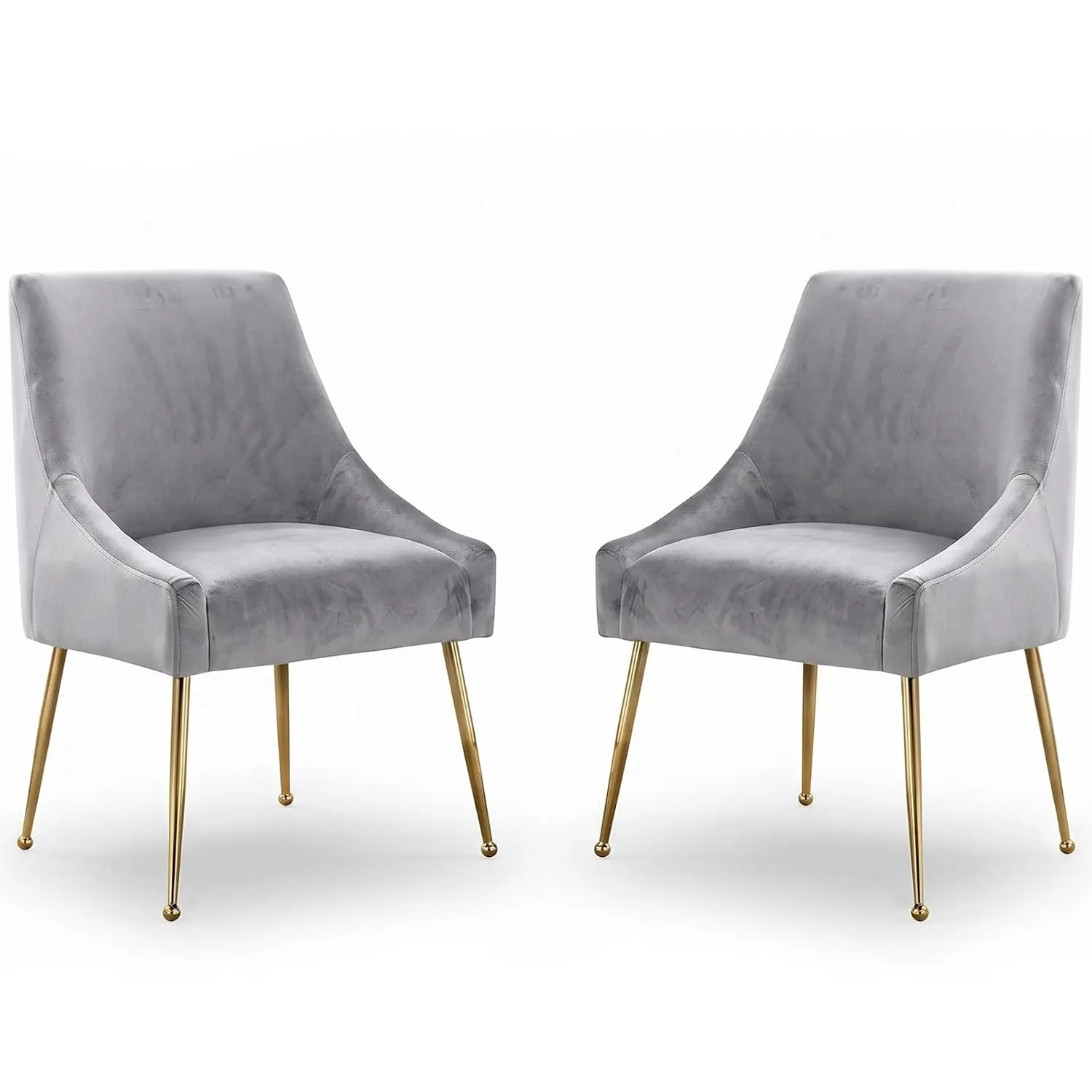 Velvet Dining Chairs Set , Upholstered Accent Chairs with Ergonomic Backrest & Gold Legs, High-Density Foam