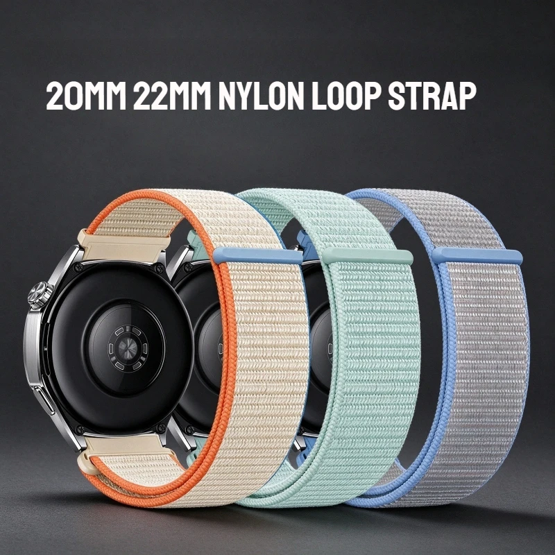 20mm 22mm Nylon Loop Band For Amazfit GTS4/2/3/3pro/2e/GTS2 Mini/GTR 4 42mm/47mm/GTR2/2e/Stratos Bracelet Amazfit Bip 5 6 Strap