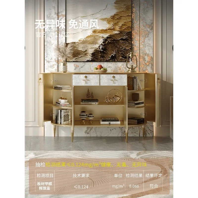 French Style Light Luxury Shell Entryway Cabinet, All Solid Wood Home Living Room Entrance Decorative Cabinet, Modern Simple Sto