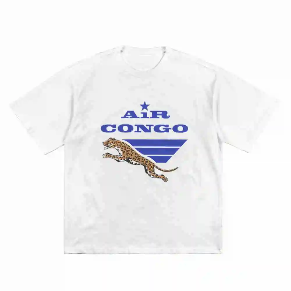 Retro Air Congo Leopard Design Aviation Short Sleeve Tee 100% Cotton T-Shirt