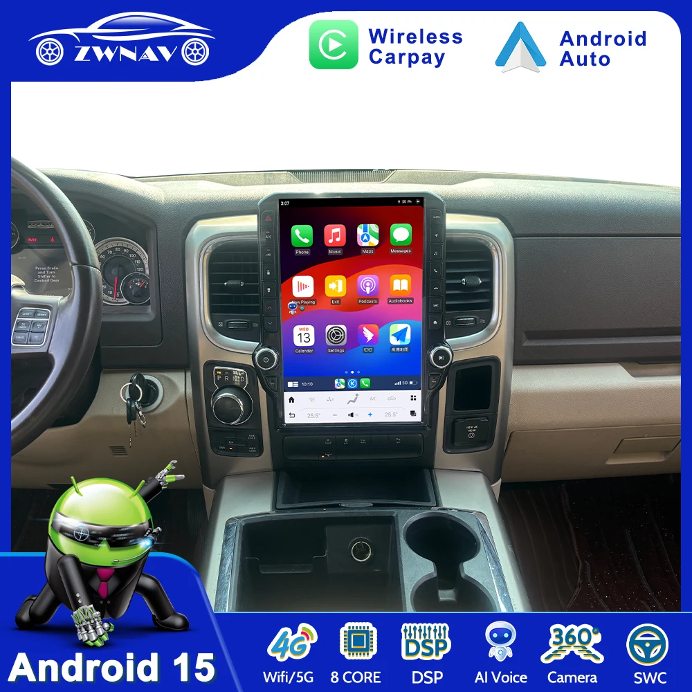 14.5 inch Car Radio For Dodge RAM Trucks 2013-2018 Pickup Carplay Android Multimedia Stereo Player GPS Navigation DSP Head Unit