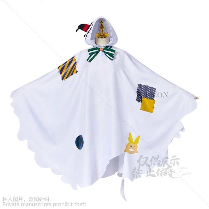 Anime My Boku No Hero Academia Izuku Midoriya Cosplay Costume  Halloween Ghost Hooded Cloak Kawaii Coat Party Wear Green Wig Cos