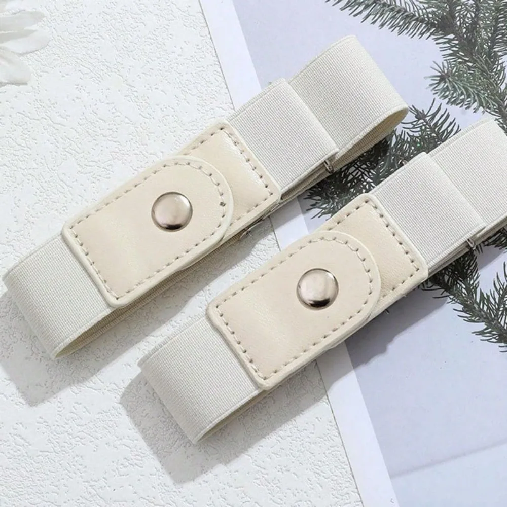 2pcs/set Casual No Buckle Elastic Belt Adjustable Invisible Stretch Belt Canvas Waist Belt Jeans