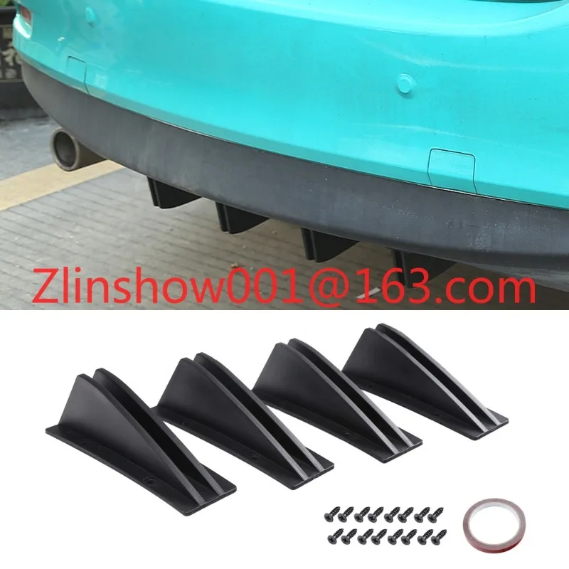 4PCS Rear Bumper Diffuser Universal Car Fender Skirt Lip Splitter Shark Spoiler Protect Cover