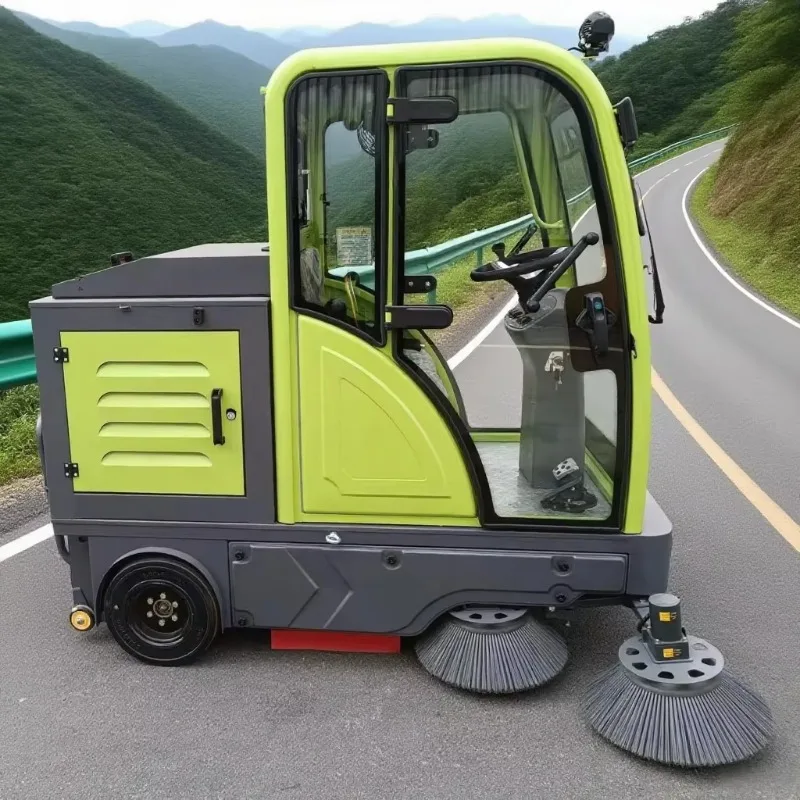 Industrial 3-Wheeled Electric Road Sweeper Truck - usage example