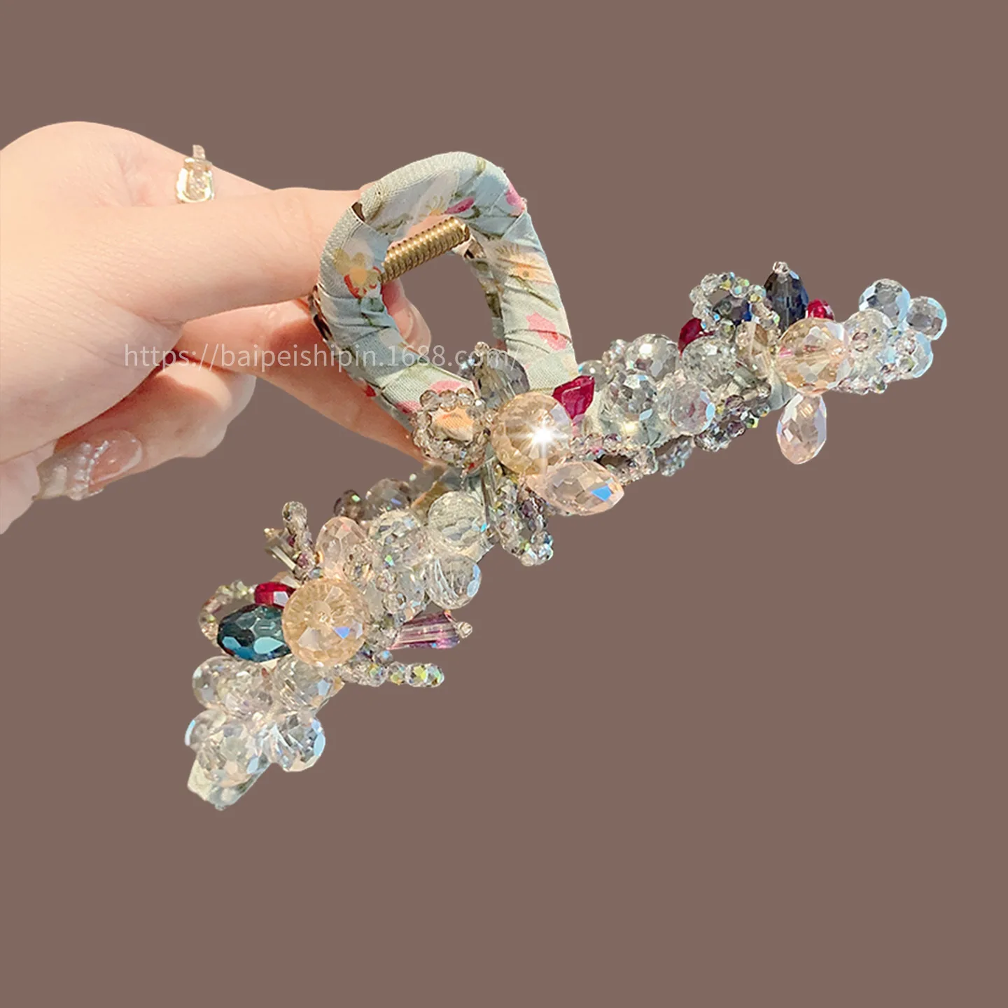 

FS6Light luxury high-end crystal large fish clip, women's fashionable and versatile hair clip, new hair grab headband accessory