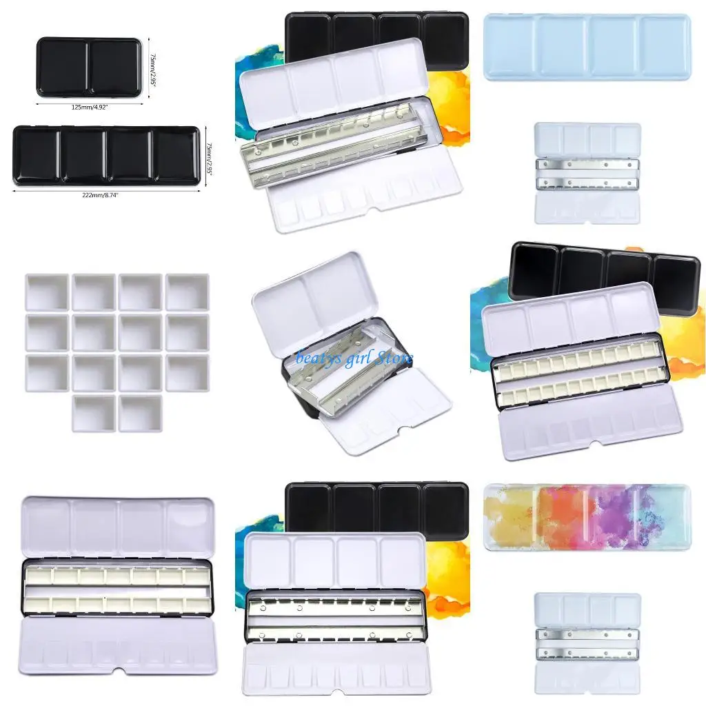 

C7AB Коробки для красок дорожного размера. Пустые лотки для акварельных палитр. Жестяная палитра для акварельных красок.