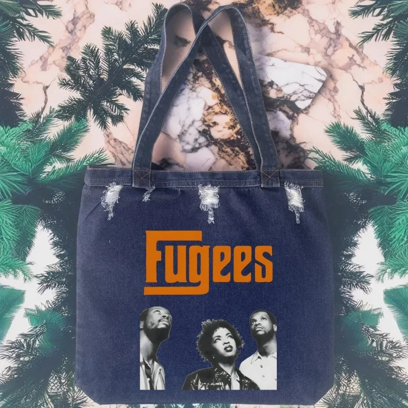 

Хип-хоп группа The Fugees Score, повседневные простые большие сумки на плечо, женские джинсовые сумки большой вместимости для покупок, женские сумки через плечо