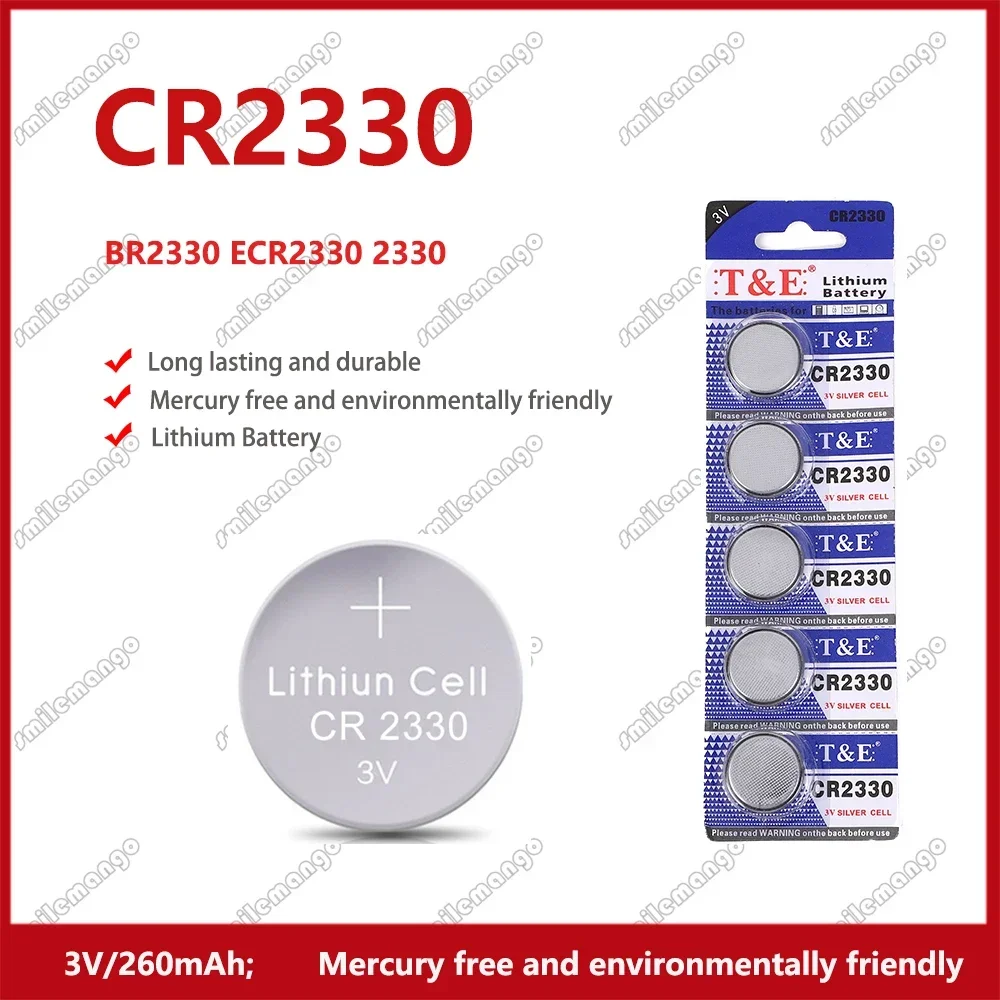 2-50PCS 3V CR2330 Button Cell Battery BR2330 ECR2330 2330 Car Remote Control LED Flash Card Installed Coin Batteries