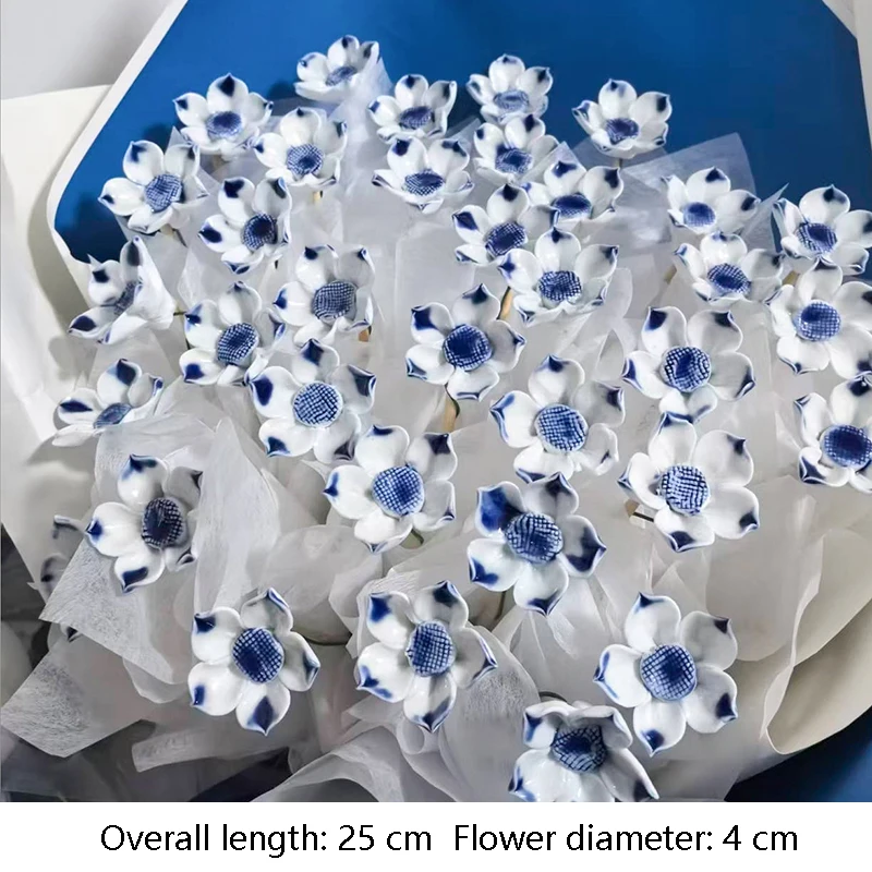 5 Stück Ländliche Wildblumen Keramik-Simulationsblumen Hochtemperaturbeständige Handgefertigte Ewige Blumen Dekorationen Kreative Geschenke für Zuhause – Detail 13