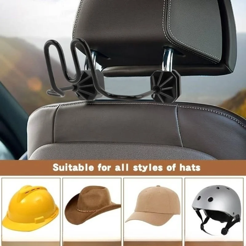 1Pcs Stainless Steel Car Seat Organizer Dual Hooks Space-saving Truck Hard Hat Holder Universal Multi-functional Truck Seat Hook