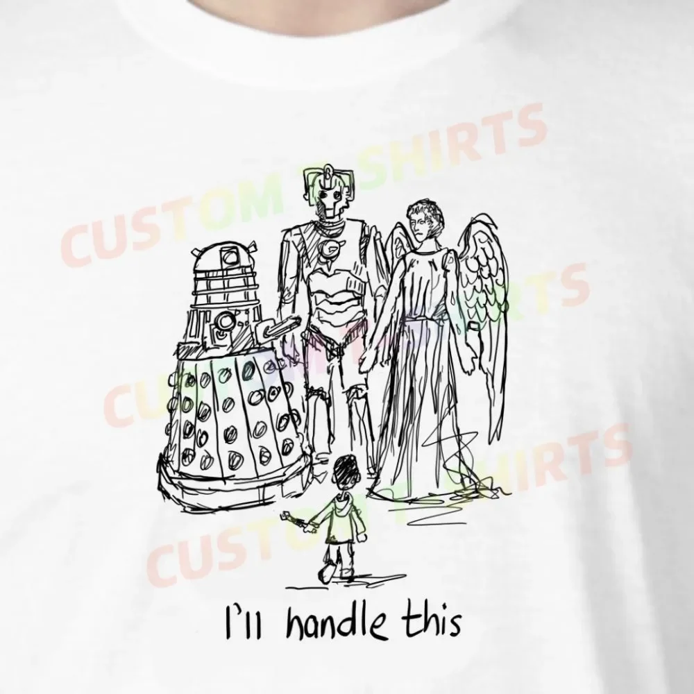 

16 112_I’ll_handle_this_–_Dr_Who Fans' comic-style hand-drawn pattern T-shirts for both men and women in summer