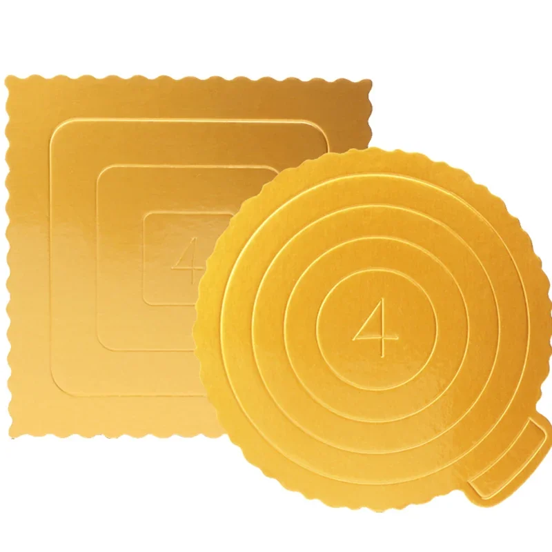 5pcs 4inch Square Cake Boards Golden Paper Card Board Cake Biscuit Decoration Bottom Baking Cake Hard Paper Pad Baking Tools