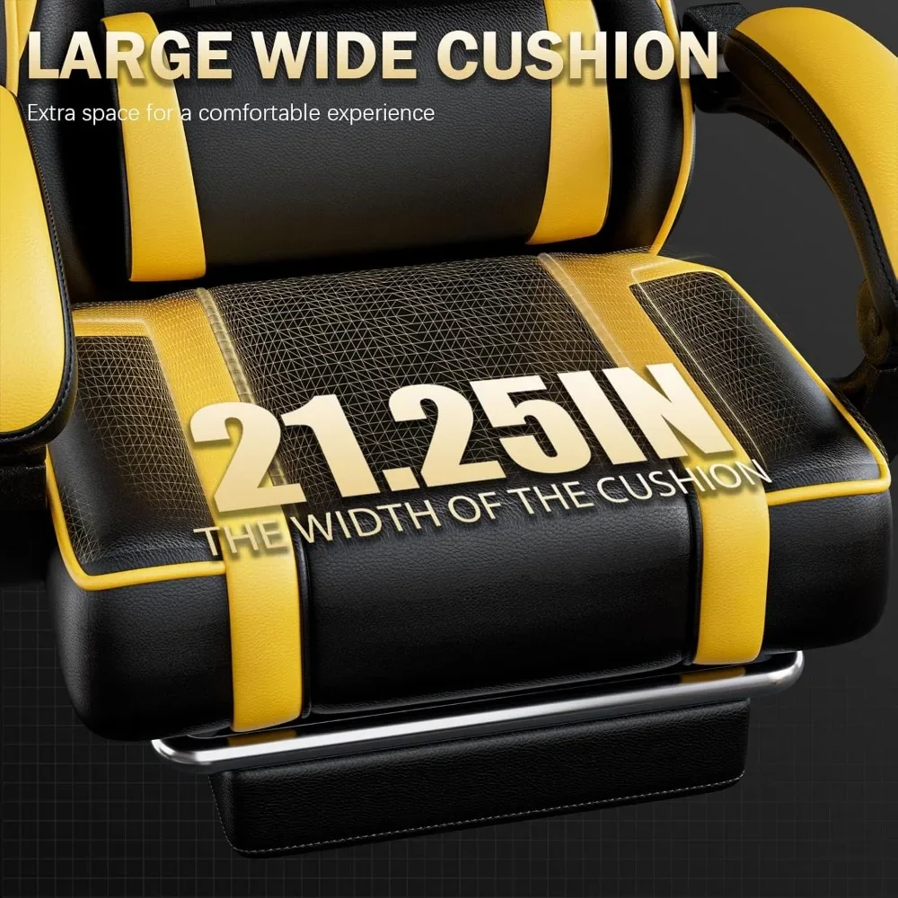 Office Desk Chair with Footrest, Wide Computer Chair for Heavy People, E-Sports Video Game Chairs for Adults