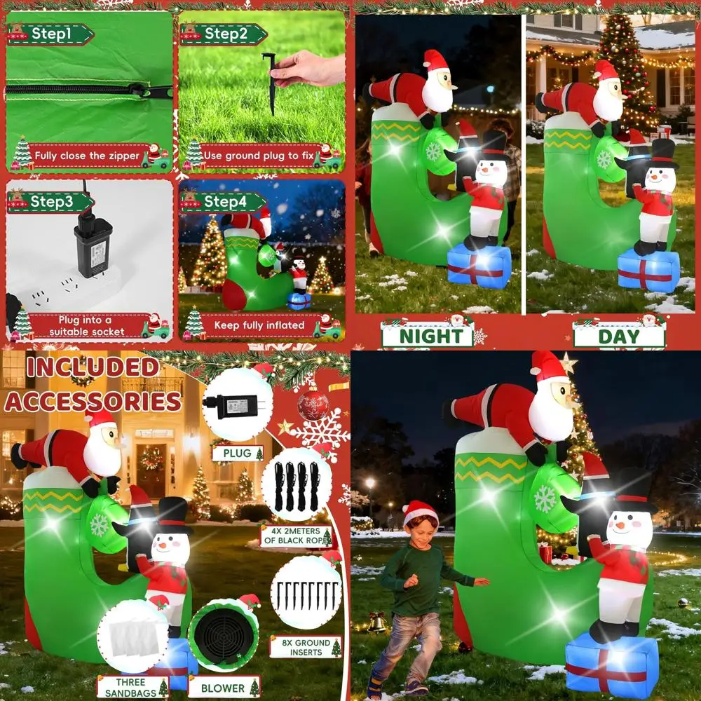 

LED-Illuminated 7-Foot Santa Outdoor Christmas Inflatable for Lawn, Yard, and Garden