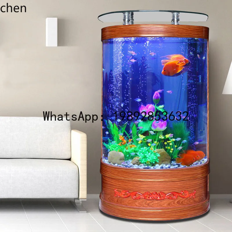 YFY  Tank for Living Room Home Use Medium to Large Floor-Standing No Water Change Needed Ornamental Fish Aquarium