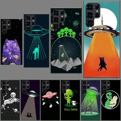 UFO Alien Cat universe Clear Phone Case for Samsung Galaxy S24 S23 S21 Plus S20 FE S22 S26 Ultra S25 Edge TPU Capa Cases Cover S