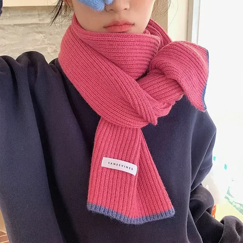 

Autumn Winter Knitted Scarf for Women Solid Colors Lady Outdoor Warm Shawl Woolen Neckerchief Female Soft Cashmere Muffler