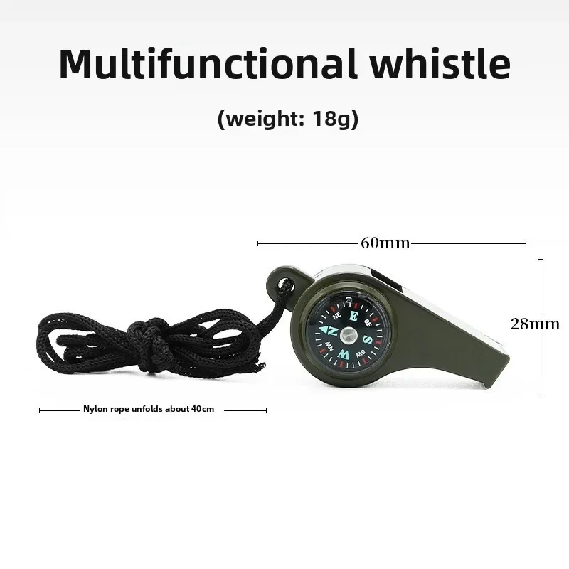 Outdoor Whistle Plastic Multifunctional Three in One Whistle Life-saving Whistle Compass Thermometer Whistle Referee Whistle