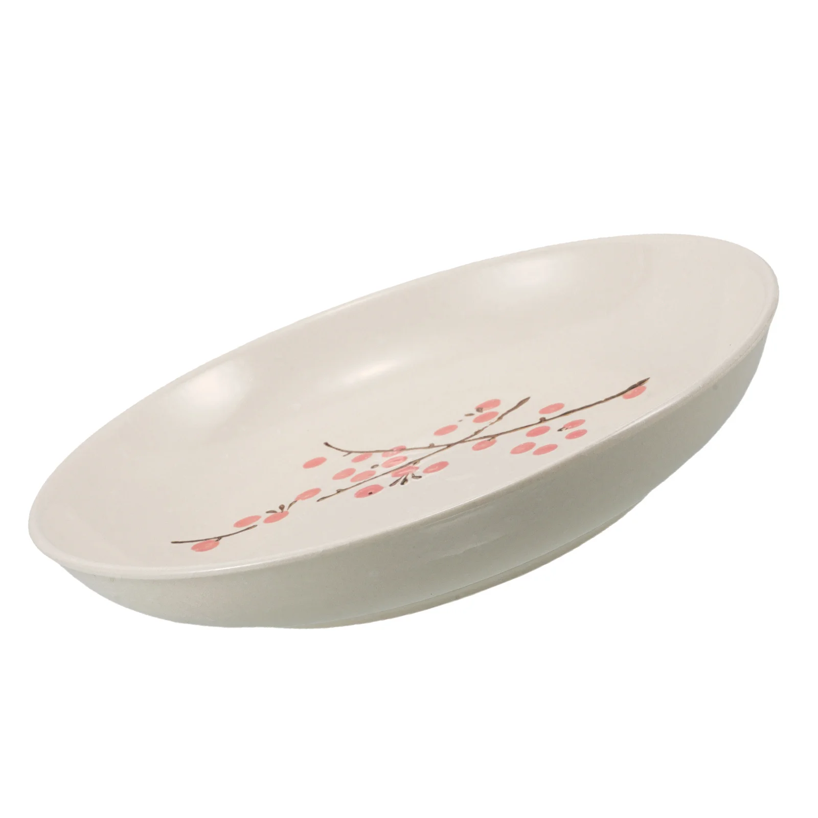 

Round Plate Ceramic Porcelain Dinner Plate Hand-Painted Plum Blossom Design Underglaze Color Suitable for Home