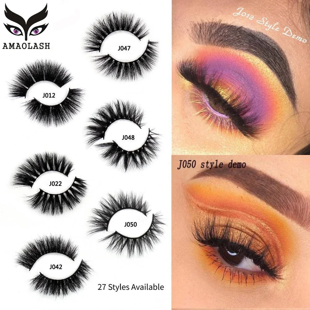 AMAOLASH 3D Mink Eyelashes Natural Long Mink Lashes Cross False Eyelashes Reusable Dramatic Eyelashes Makeup Eyelash Extension