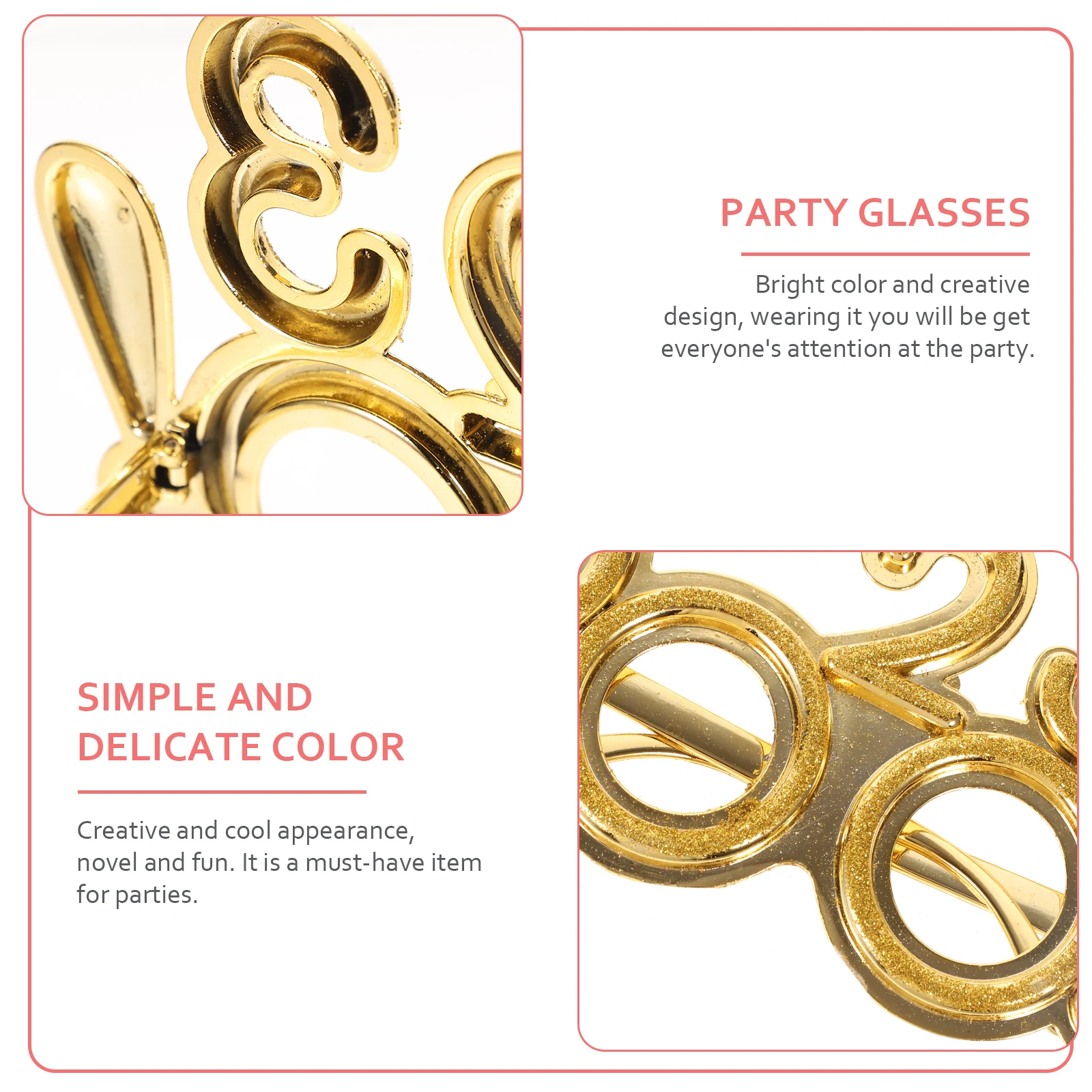 

Glasses Digital New Year Party Photo Props Funny Sunglasses for Adults Plastic Number Kids Holiday Golden