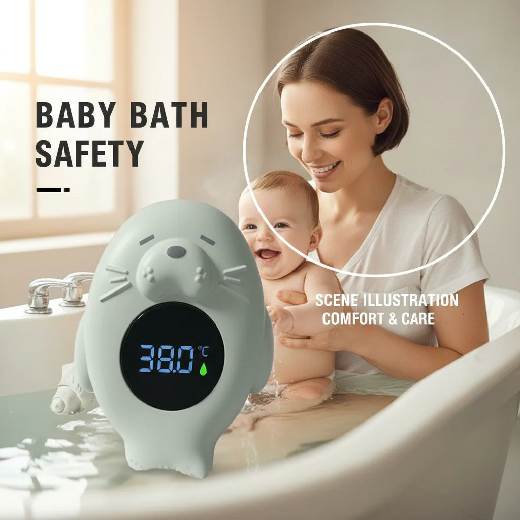 Water Temperature Meter Baby Bath Thermometer for Kids Newborn Toddlers LED Display Temperature Tester Safety Cartoon