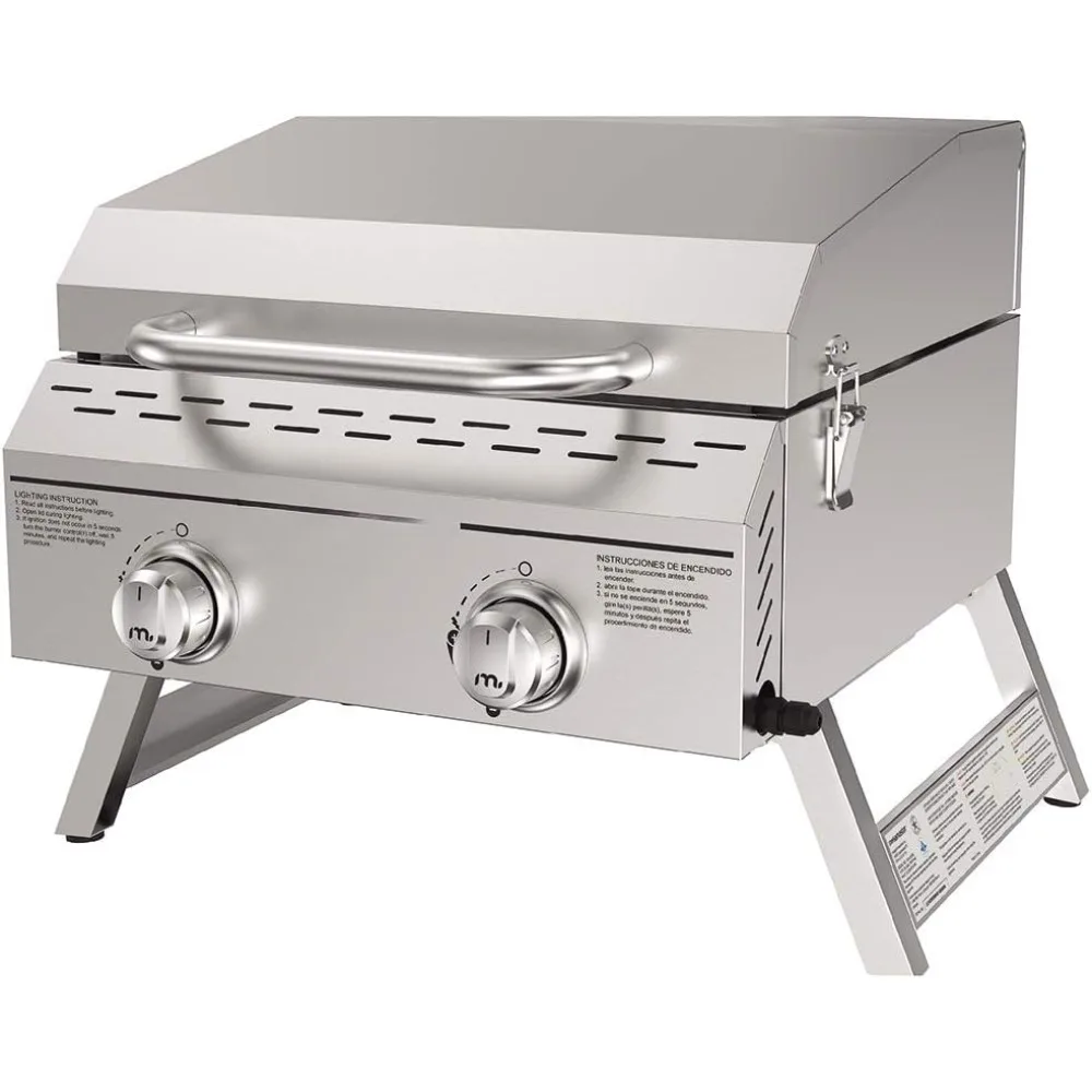 

Premium Outdoor Cooking 2-Burner Grill, While Camping, Outdoor Kitchen, Patio Garden, Barbecue with Two Foldable legs