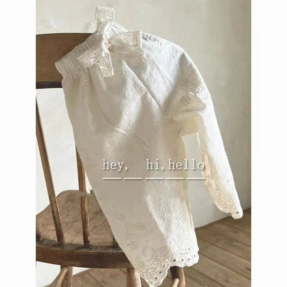 

Spring and Autumn Girls' Forest Series Straight Leg Pants 2025 New Children's Simple Sweet Lace Pants 80-140cm