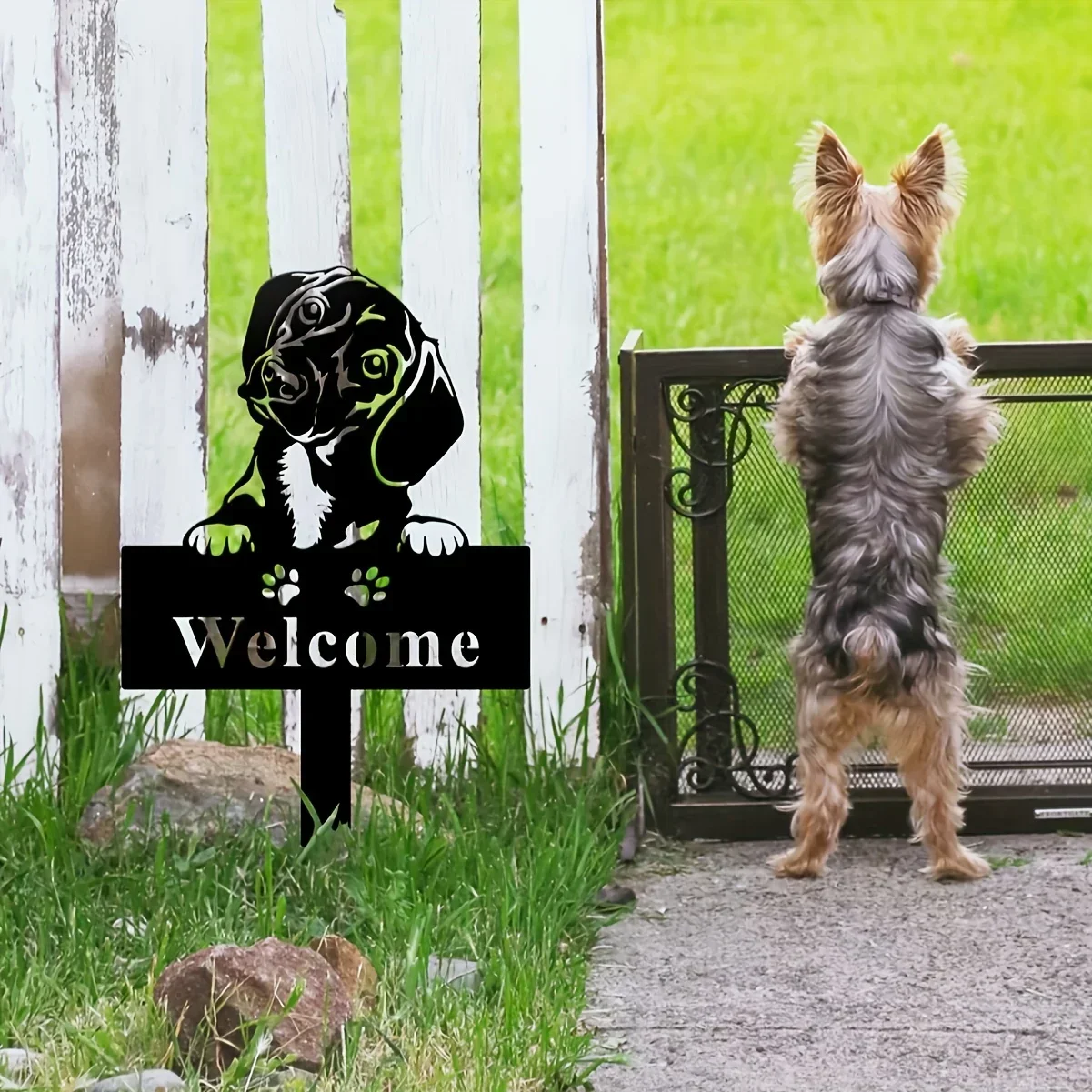 Metal Personalized Dachshund Silhouette Garden Stake, Rustic Metal Yard Sign, Farmhouse Outdoor Decor, Creative Pet Memorial1pc