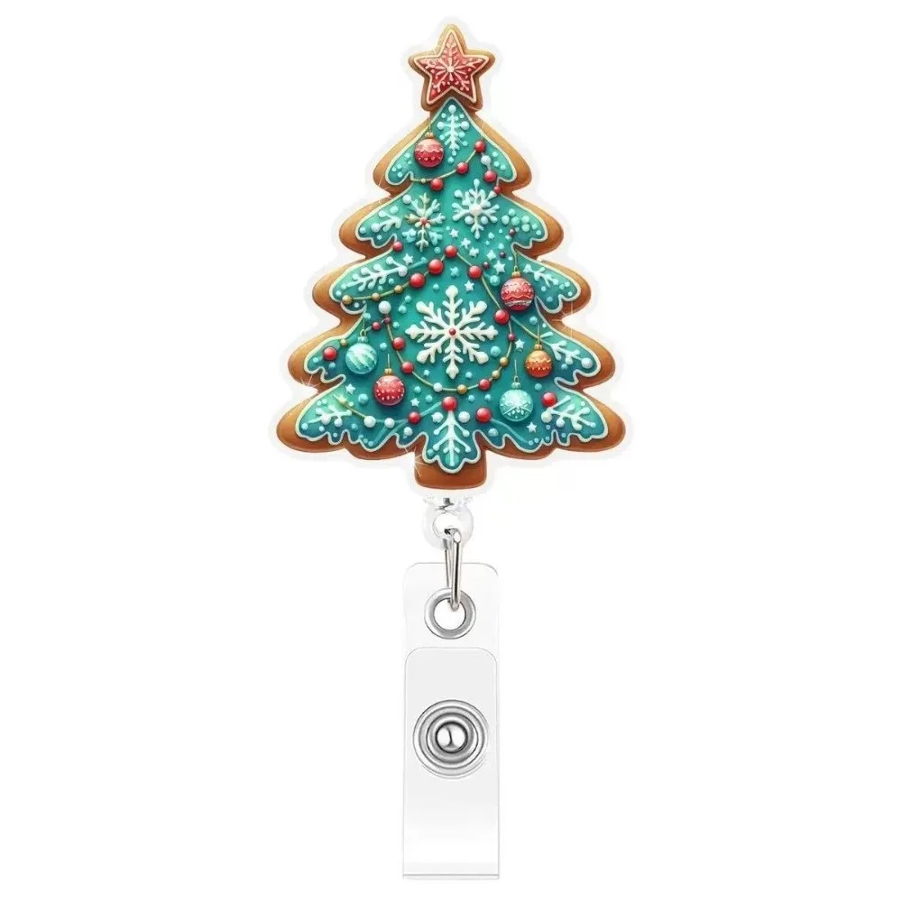 Pink Santa Christmas Badge Holder Santa Claus Reindeer Badge Reel Retractable Christmas Tree Retractable Badge Reel Hospitals