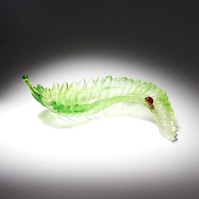 Creative glazed leaf candy plate, living room home light luxury decoration ornament, give friends a high-end gift for moving