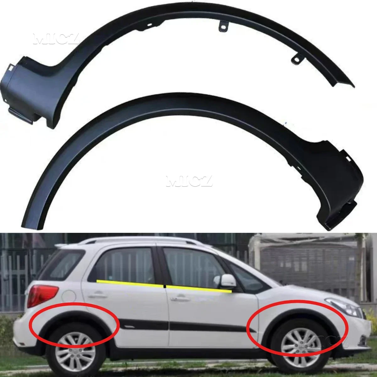 For Suzuki SX4 Hatchback 2007 - 2010 Car Styling Accessories Car Wheel Fender Flares Wheel Extension Wheel Arches Plastic Trim