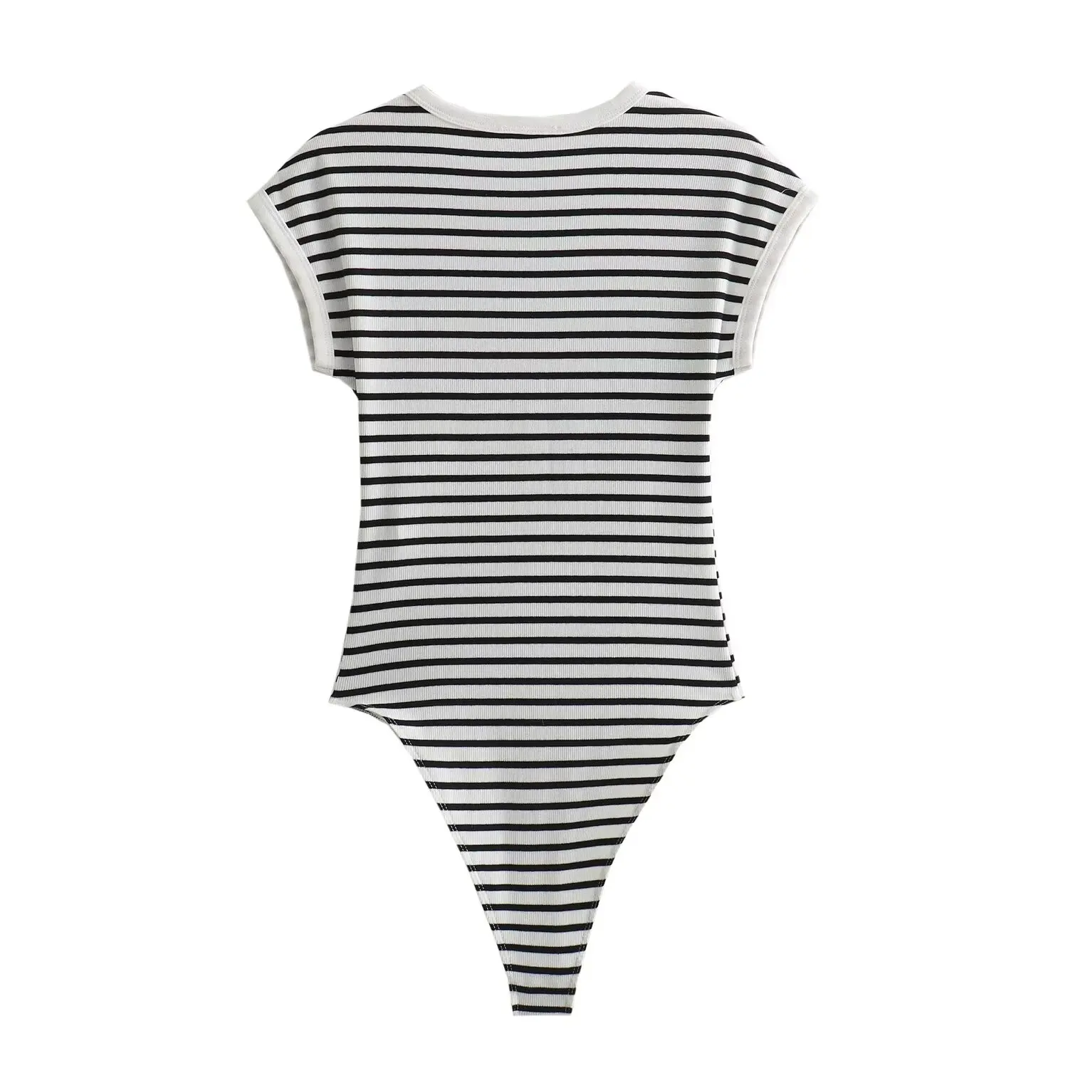 Maxdutti Fashion Girls Basic Sexy Bodysuits Knitted Rib Tank Tops Vintage Striped Bodysuits Women Summer T-shirts Women