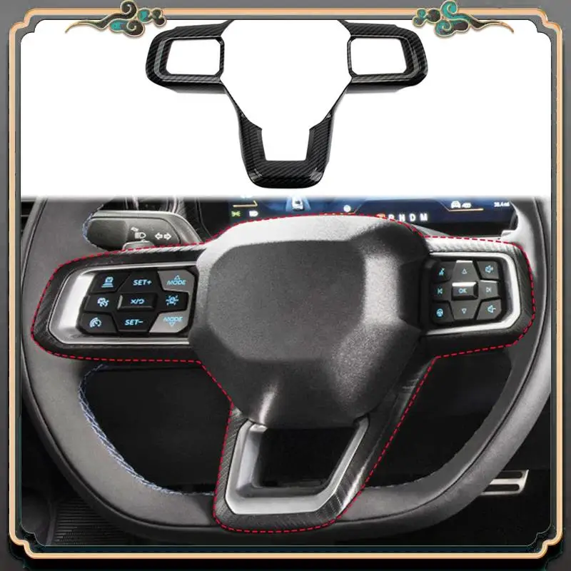 

M45K-Car Steering Wheel Cover Molding Trim For Ford Mustang 2024 Interior Accessories Carbon Fiber