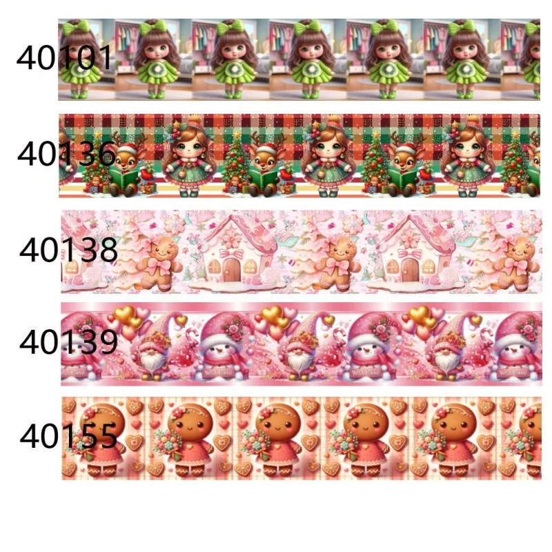 

10yards Gingerbread Man Printed Ribbon for Christmas Grosgrain Ribbon DIY Hairbows Craft Materials DIY Accessories
