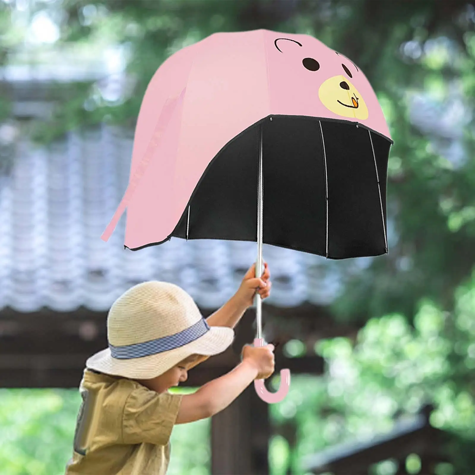 Stick Umbrella Portable Creative Strong Frame Waterproof Manual Sun Rain Umbrella Sun Protection Straight Umbrella for Travel