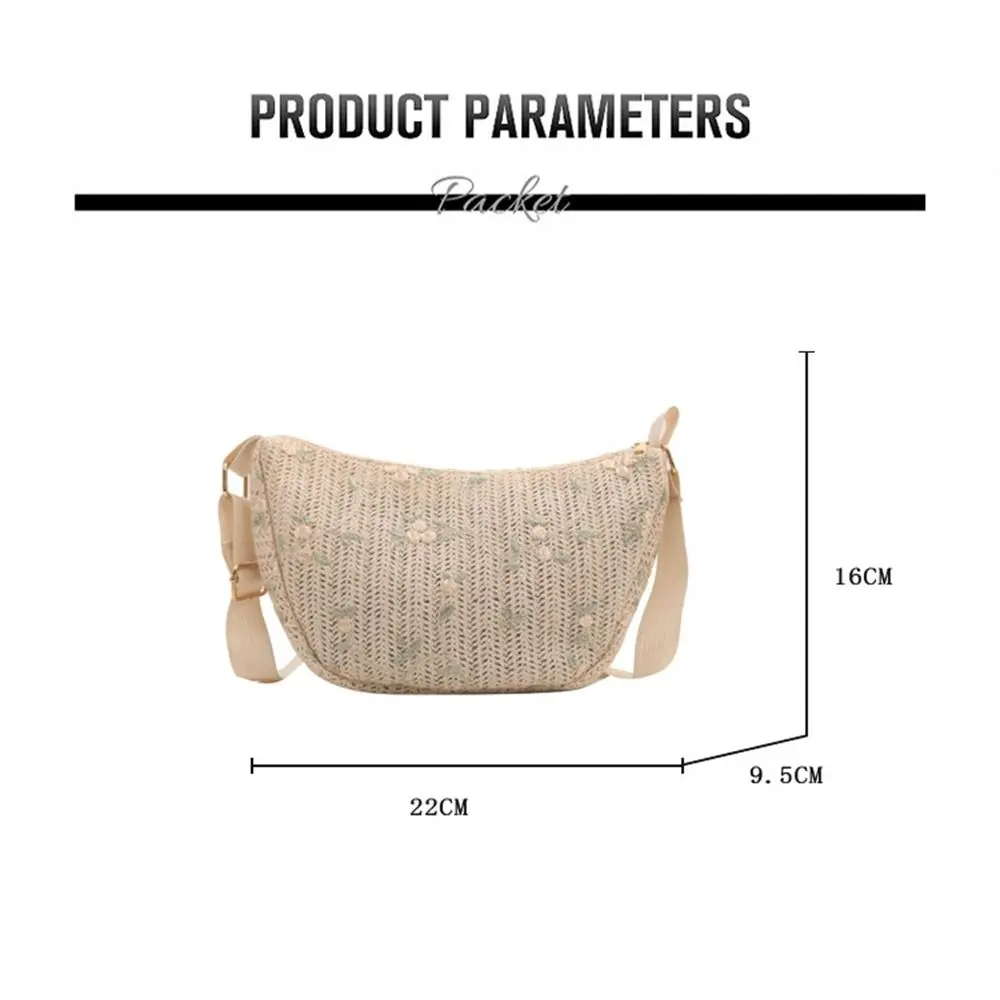 

Cute Straw Woven Waist Bag Rattan Handmade Braid Chest Bag Large Capacity Crossbody Bags Summer