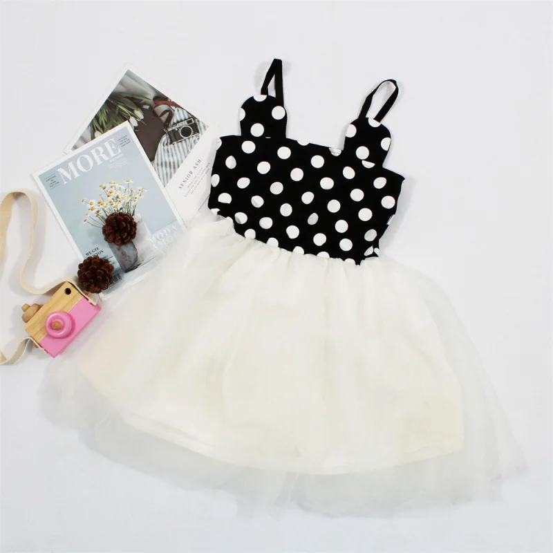 Girls dress summer new birthday Western style sleepveless chiffon children cartoon stitching mesh princess dress