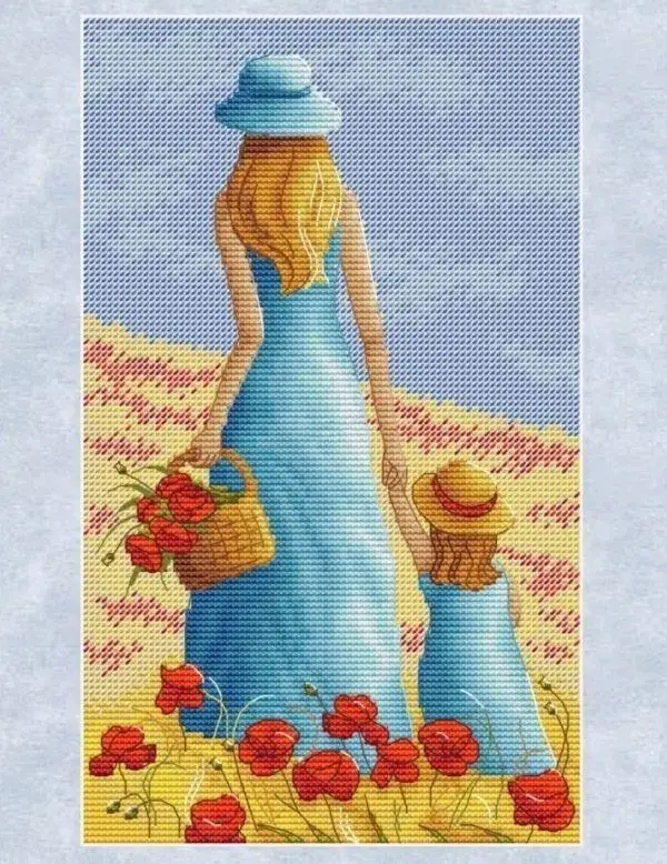 Mother and Daughter 25-34 embroidery kits, cross stitch kits,cotton frabric DIY homefun embroidery Wall hanging