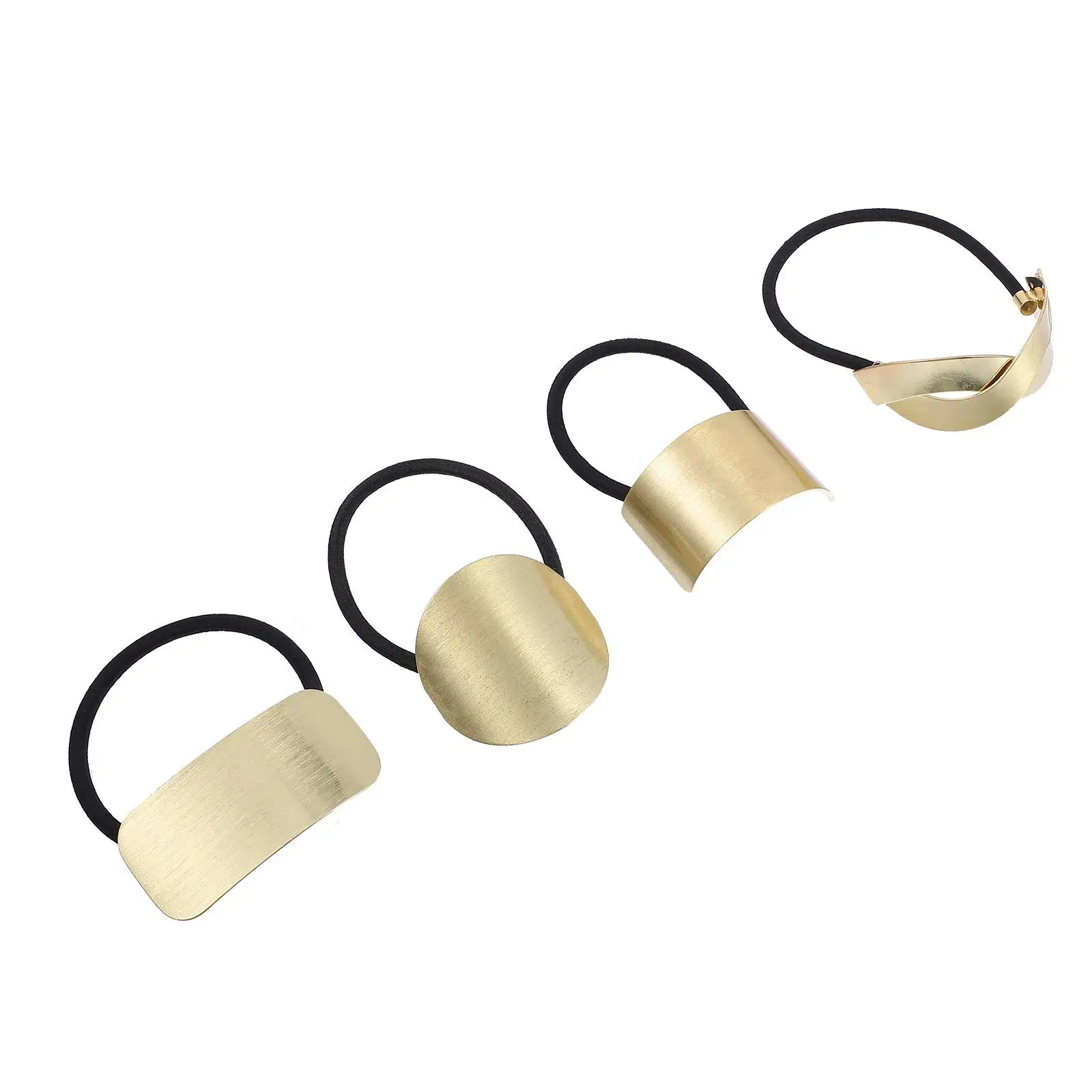 

4 Pcs Punk Metal Hair Tie Miss Ribbons Thick Elastic Cord Ties Hairband for Women