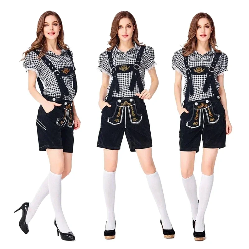 EE01 Traje tradicional bávaro de Oktoberfest para mujer, ropa Dirndl a cuadros, trajes de Oktoberfest, fiesta de cerveza alemana, Wench CosplIo0!